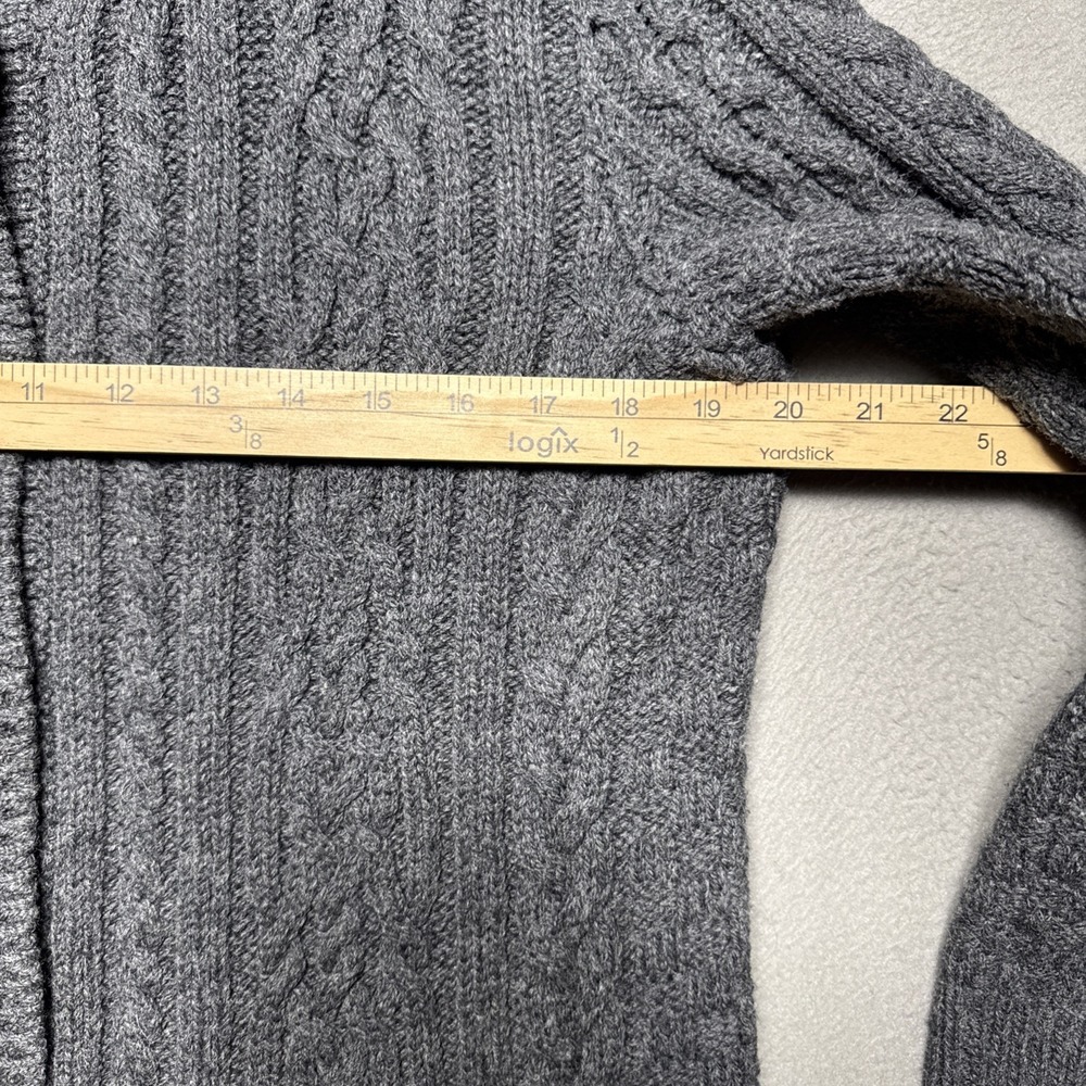 VTG LL Bean Wool Cardigan Sweater Womens XL Chunky Cable Knit Fisherman Ireland - Picture 2 of 10